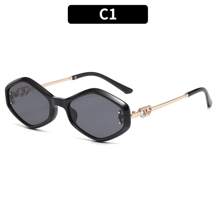 Oversized geometric acetate sunglasses with gold metal temples and crystal interlock detail Bowlift