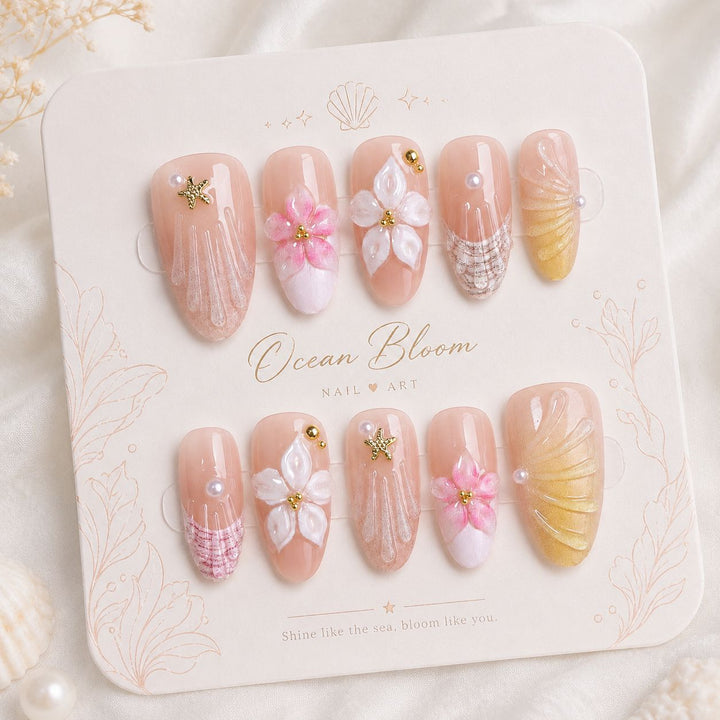 Premium Artifical Nails with Floral Designs Bowlift
