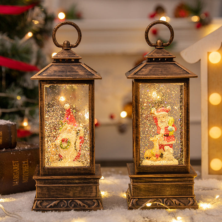 Vintage Holiday Snow Globe Lantern