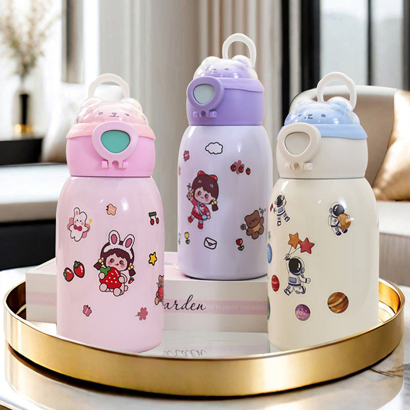 Women's insulated drinking bottle with cute animal design and practical flip lid Bowlift