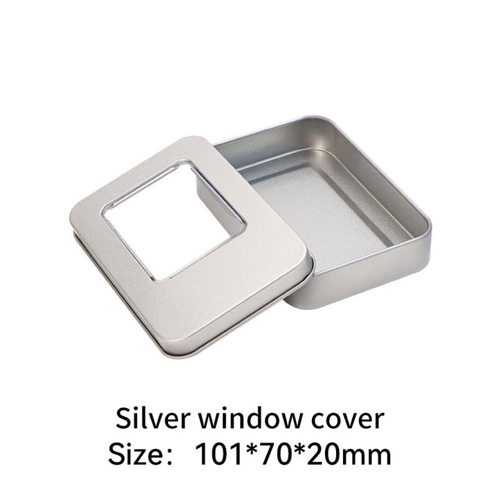 Rectangular metal storage tin with clear display window lid Bowlift