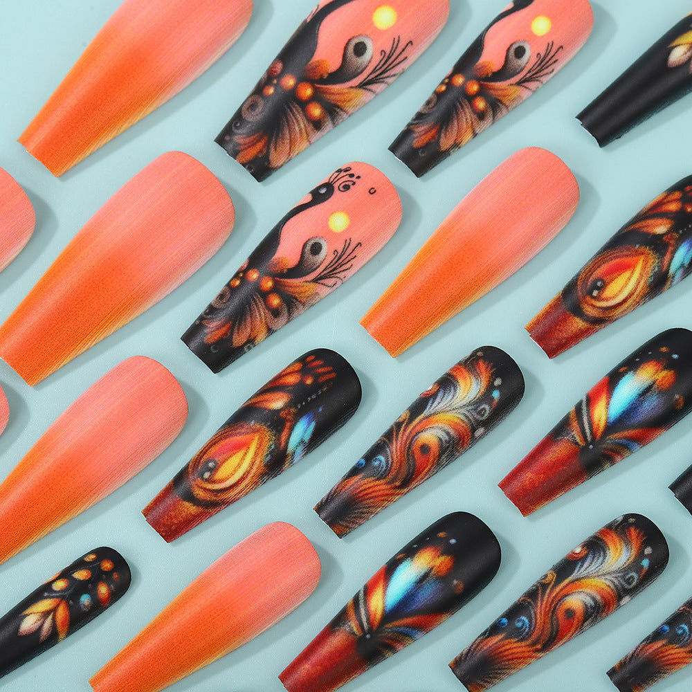 Creative Nail Art Set with Colorful Feather Designs Bowlift
