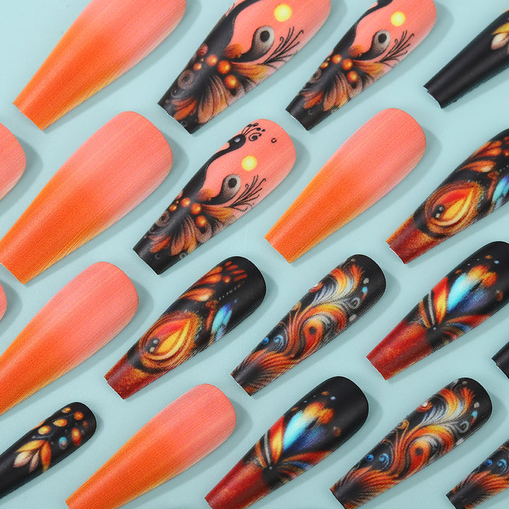 Creative Nail Art Set with Colorful Feather Designs Bowlift