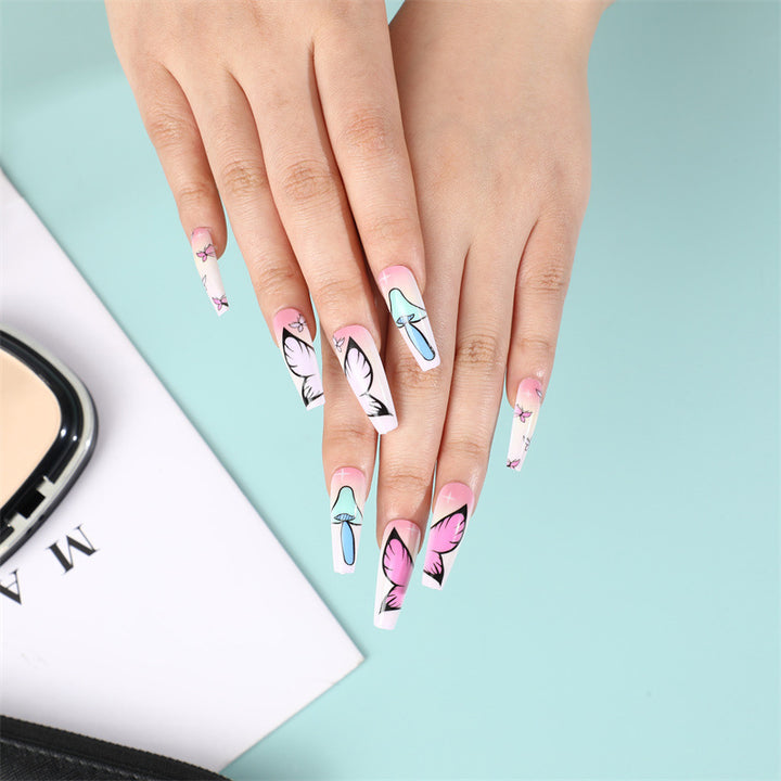 Artificial nails in elegant floral motif style Bowlift