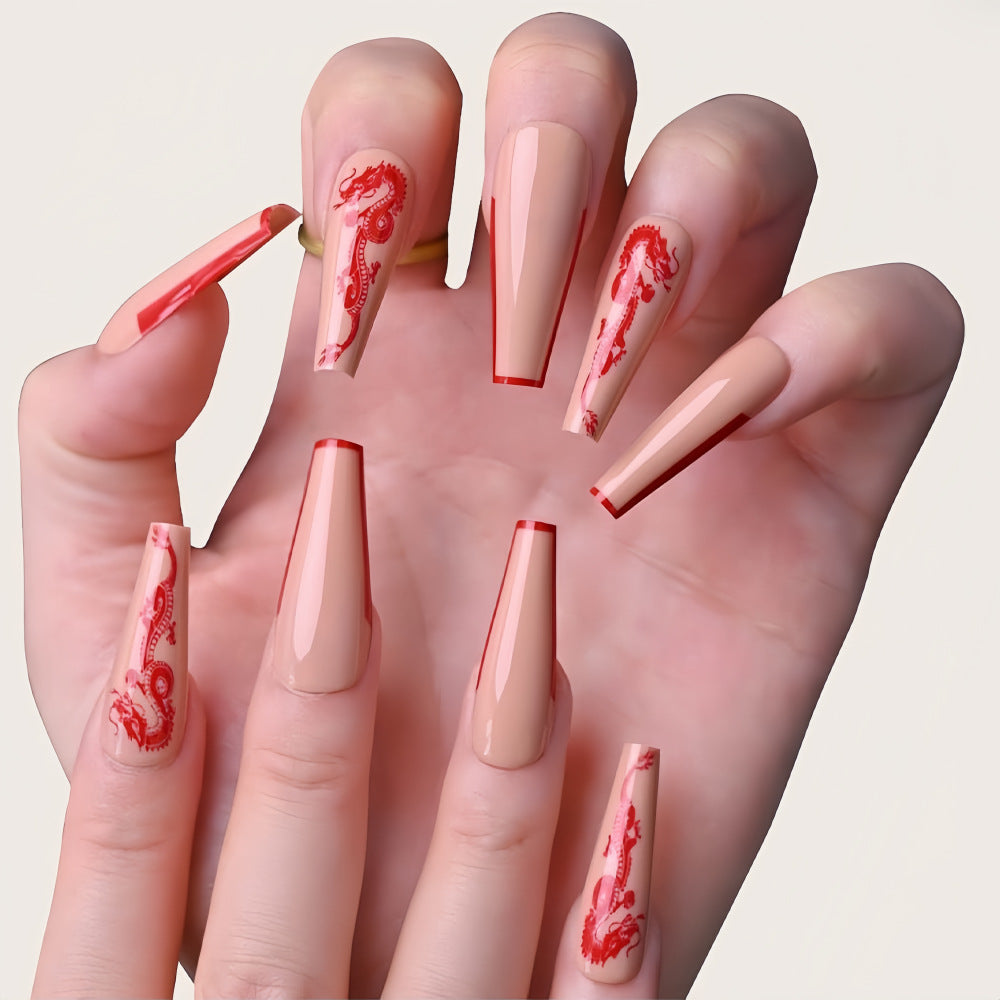 Art nails with dragon motif Bowlift