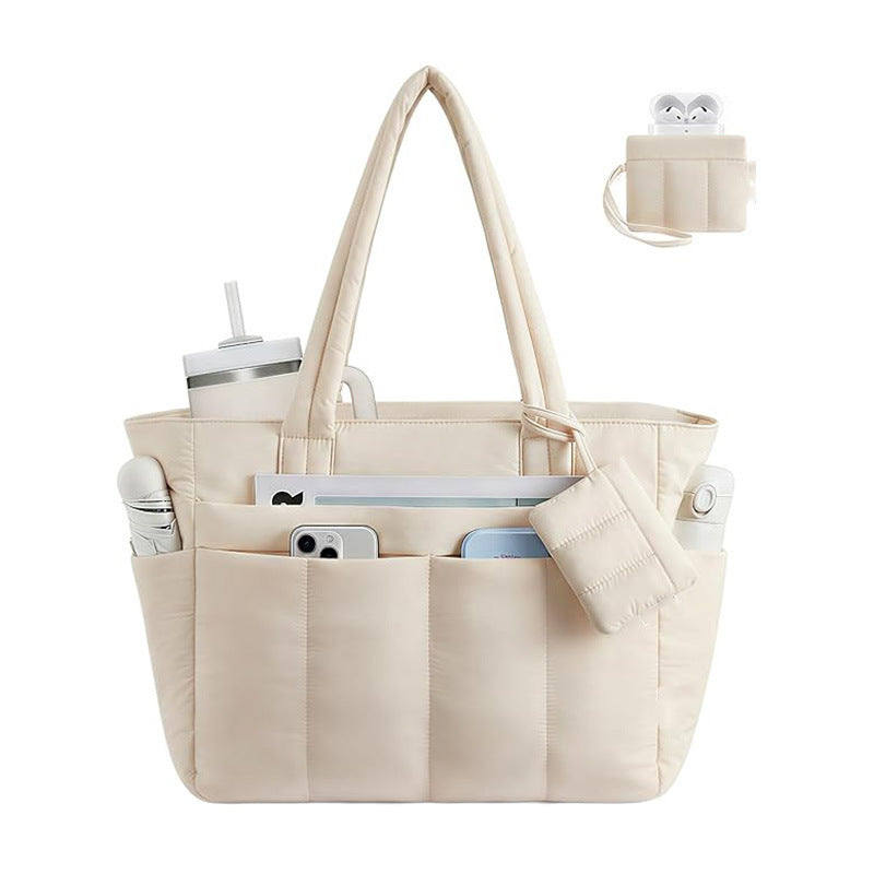 Spacious Quilted Work Tote Bowlift