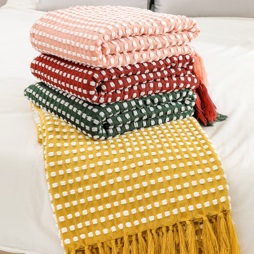Women's Structured Throw Blanket with Fringes Bowlift