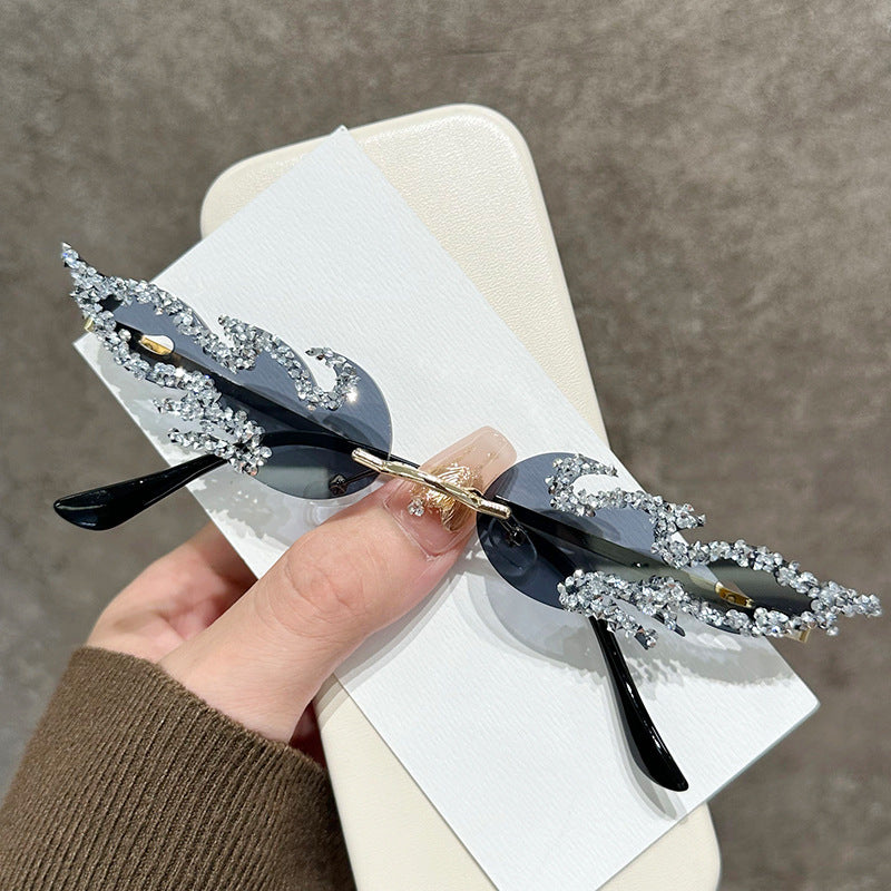 Glamorous Rhinestone-Embellished Cat Eye Sunglasses