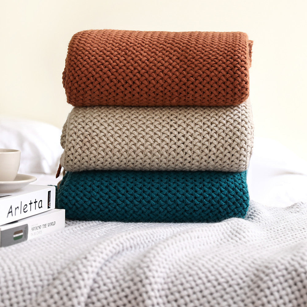 Cozy Waffle Knit Throw Blanket Bowlift