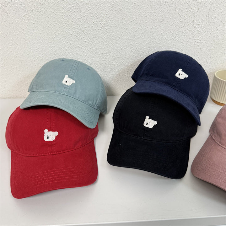 Women's Cute Embroidered Bear Cap Bowlift