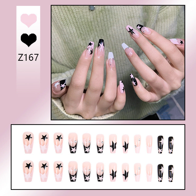 Nail art set with elegant wave patterns and delicate pearl accents Bowlift