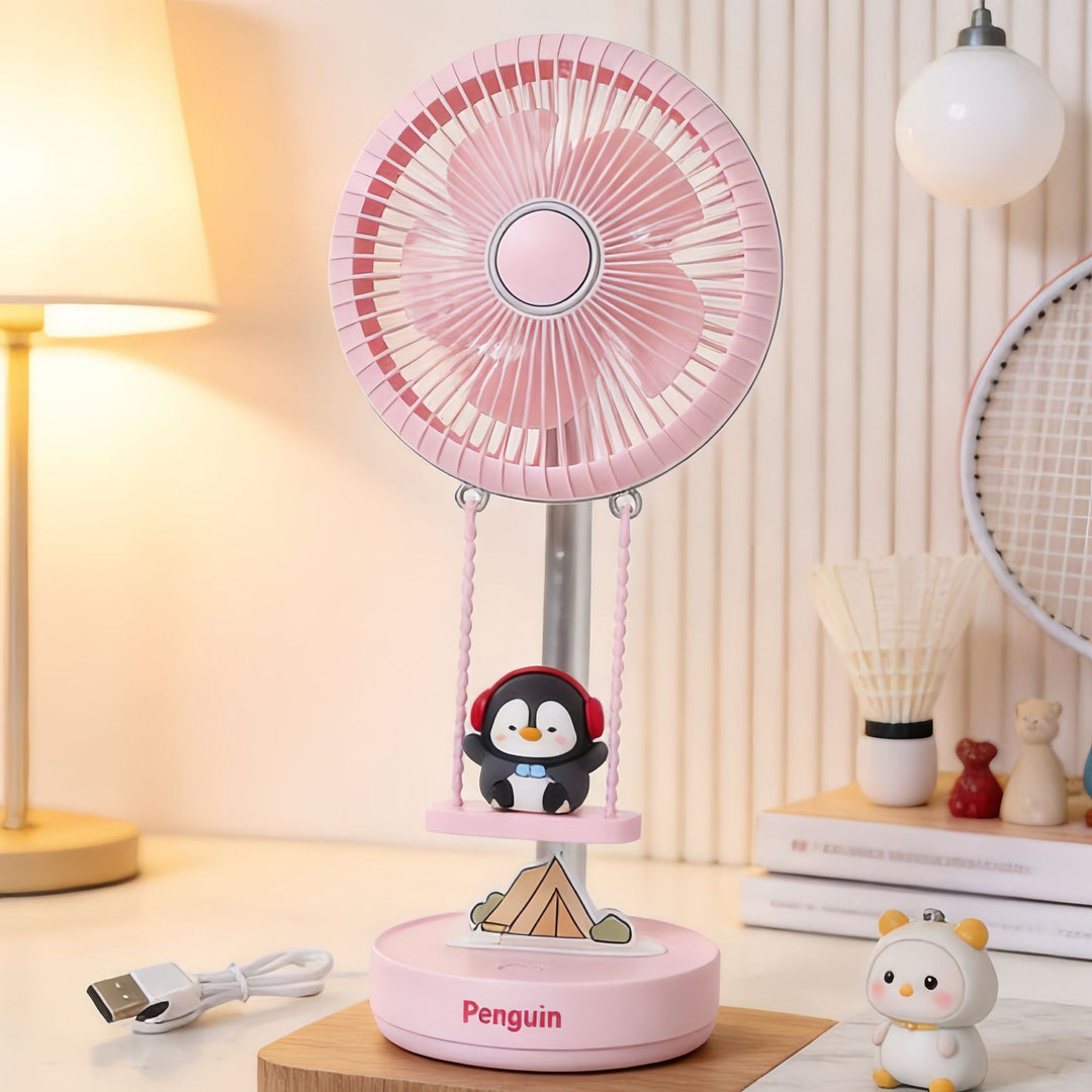 Ladies Creative Table Fan with Integrated Animal Motif Bowlift