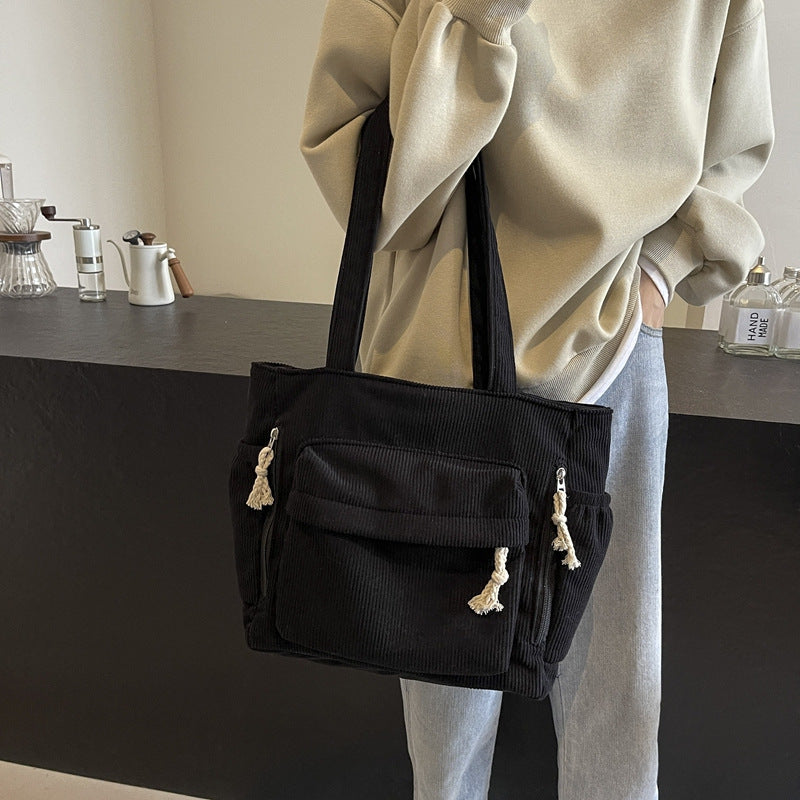 Textured Multi-Pocket Tote Bag Bowlift