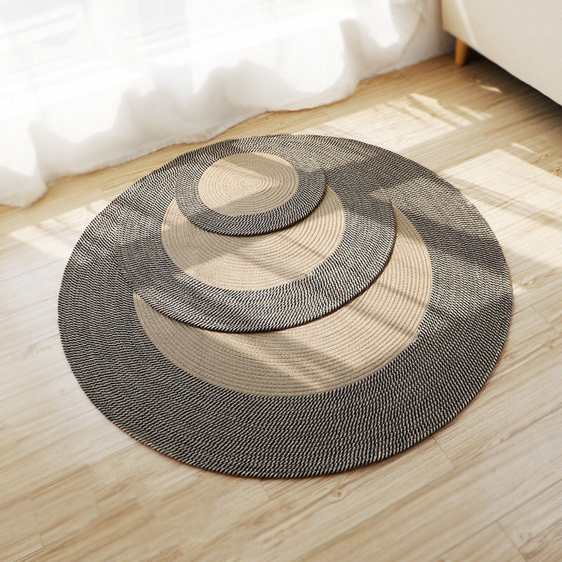 Rustic Round Rug with Fringes Bowlift
