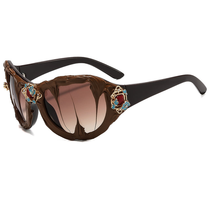 Ladies extravagant sunglasses with floral crystal embellishments Bowlift