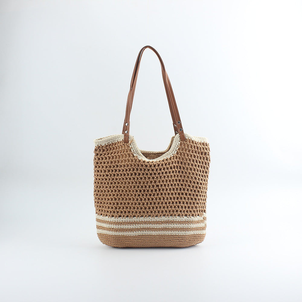 Handcrafted designer beach bag with sturdy leather handles Bowlift