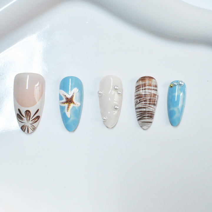 Seashell-Themed Press-On Nail Extensions Bowlift