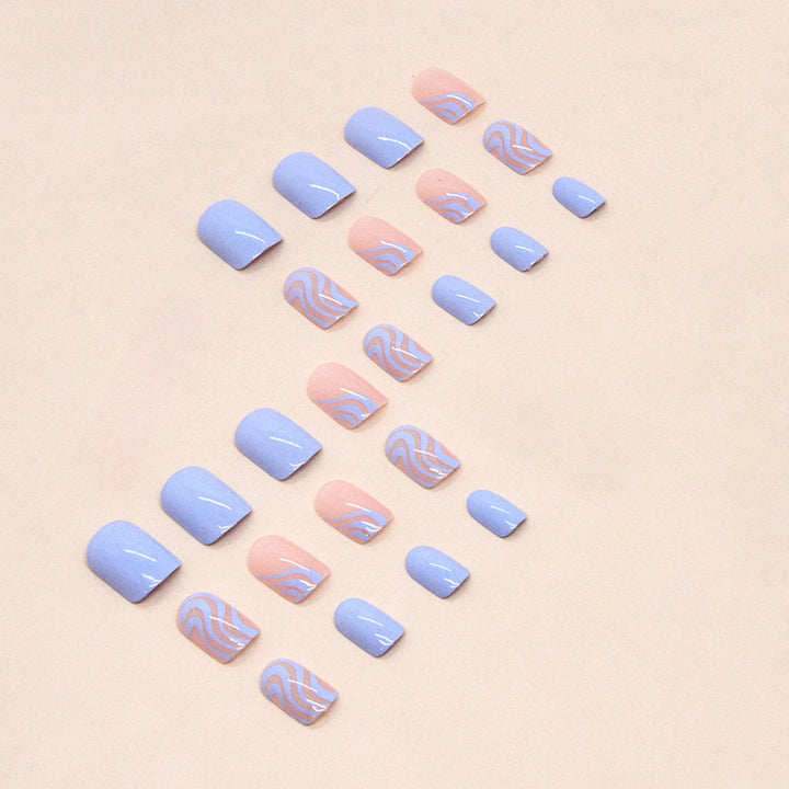 Floral Wave Design Press-On Nail Art Bowlift