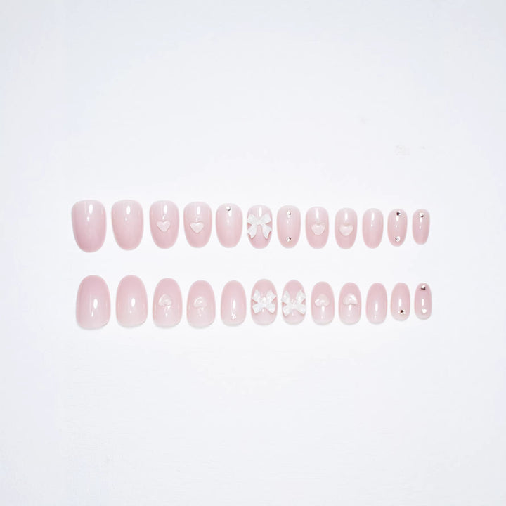 Artistic Press-On Nail Set with Elegant Bow Accents Bowlift