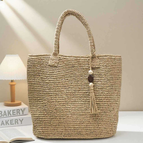 Handmade basket bag with unique fringe pendant Bowlift