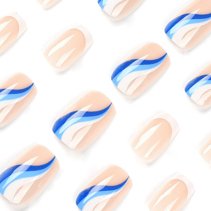 Artful and elegant nail extensions with wave design Bowlift