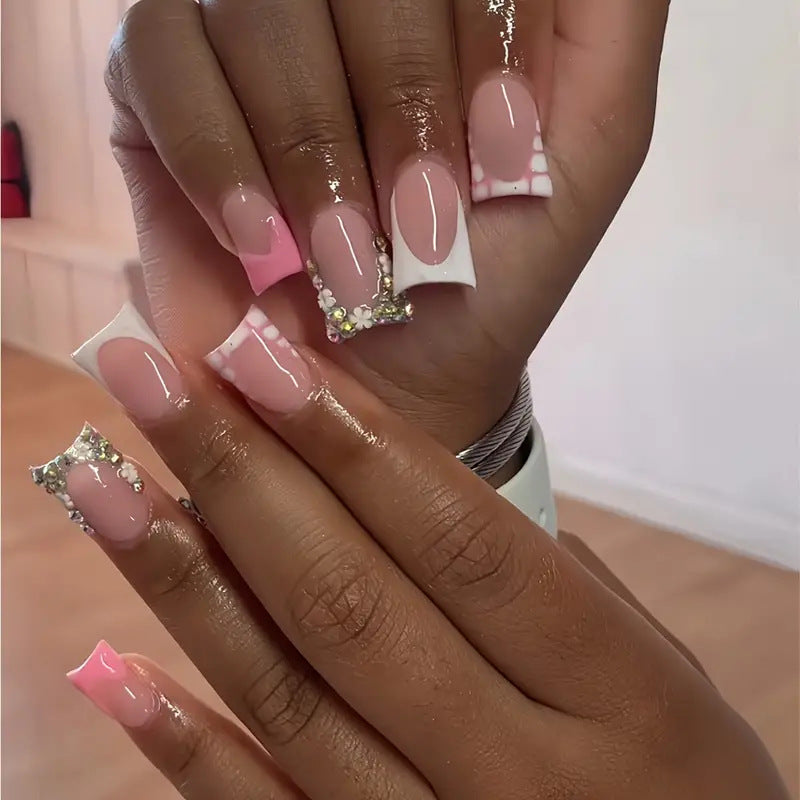 Glamorous 3D Crystal-Accented Press-On Nail Set Bowlift