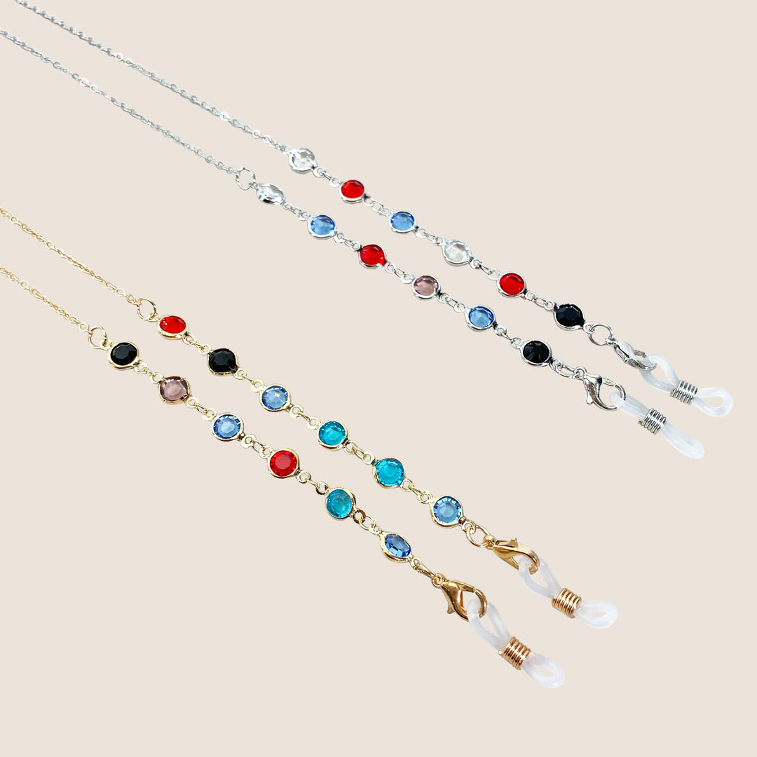 Decorative Colorful Crystal Eyewear Chain Bowlift