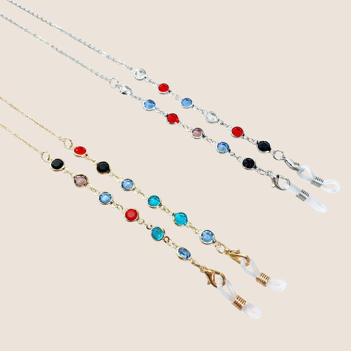 Decorative Colorful Crystal Eyewear Chain Bowlift