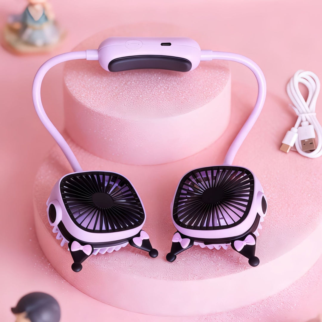 Women Portable Neck Fan with Cute Design and Flexible Adaptability Bowlift