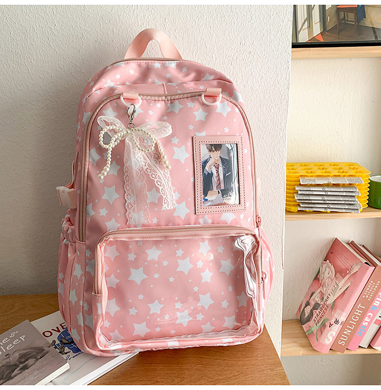 Backpack with Playful Star Design and Viewing Window Bowlift