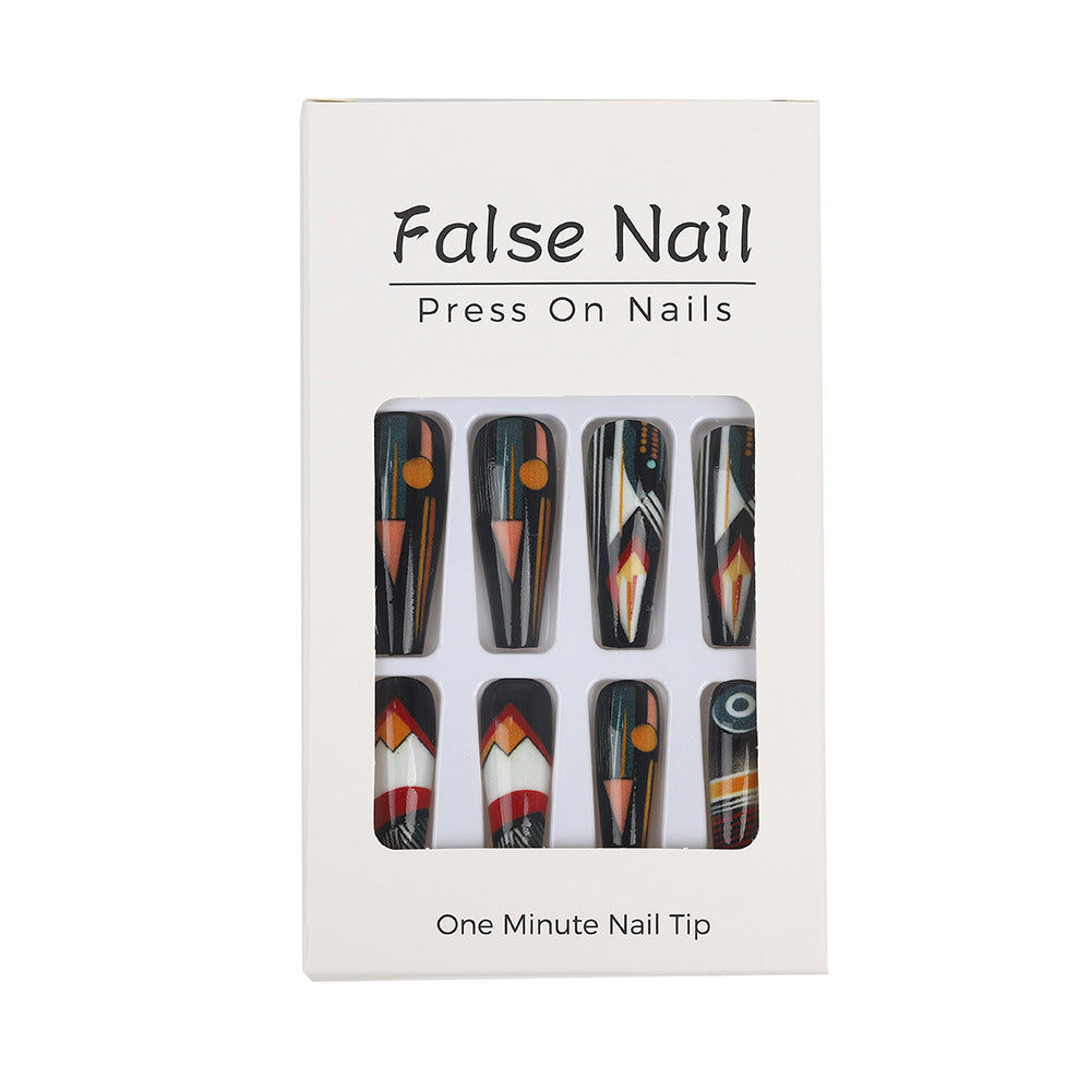 Artificial nails with creative tribal design Bowlift