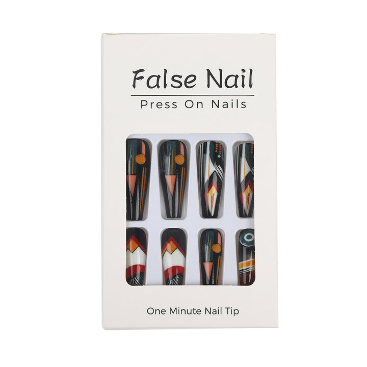 Artificial nails with creative tribal design Bowlift