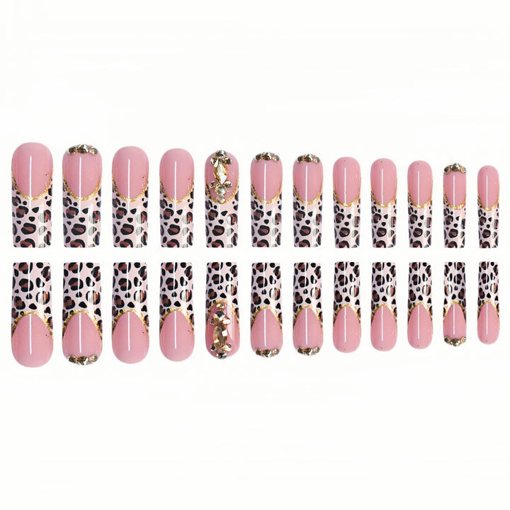 Elegant Leopard Print Press-On Nail Extensions Bowlift
