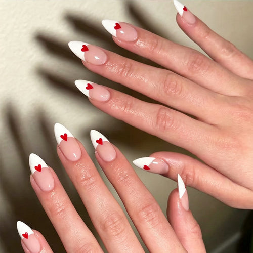Heart-Pattered Press-On Nail Art Bowlift