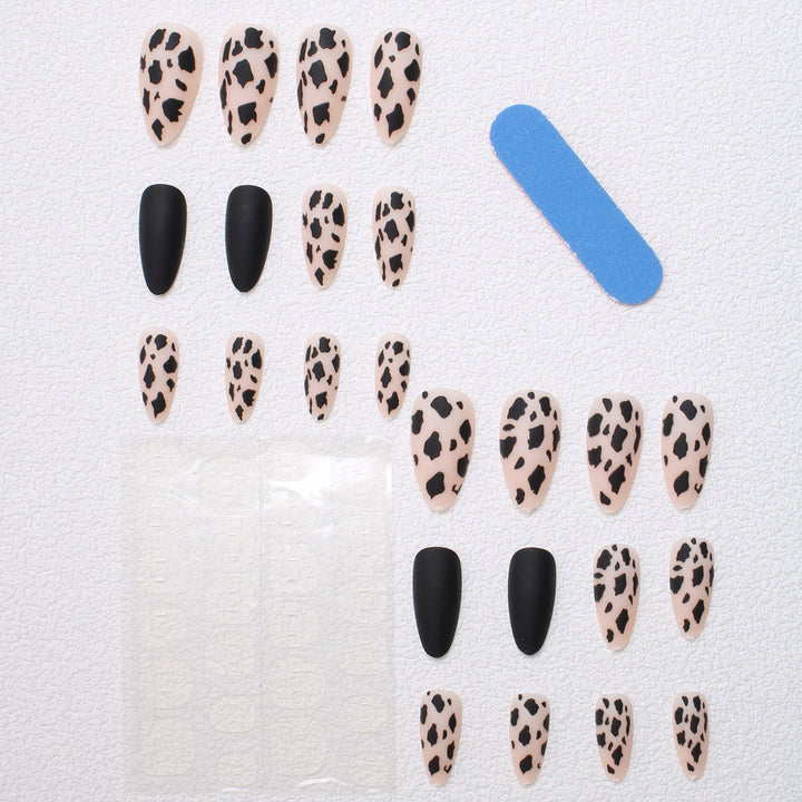 Artistic Stiletto Press-On Nails with Leopard Design Bowlift