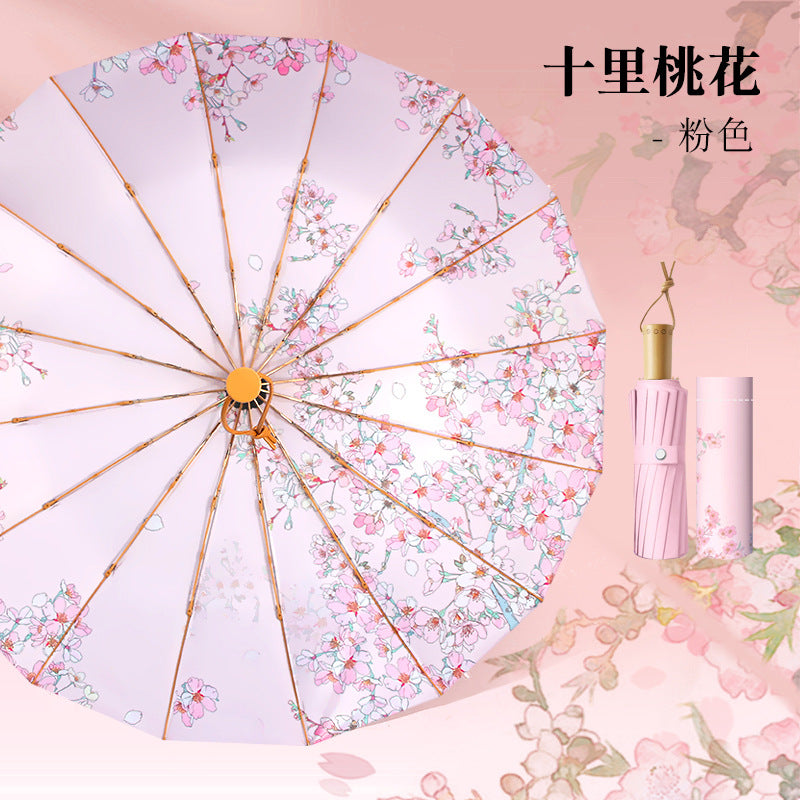 Women Foldable Umbrella with Floral Pattern Bowlift