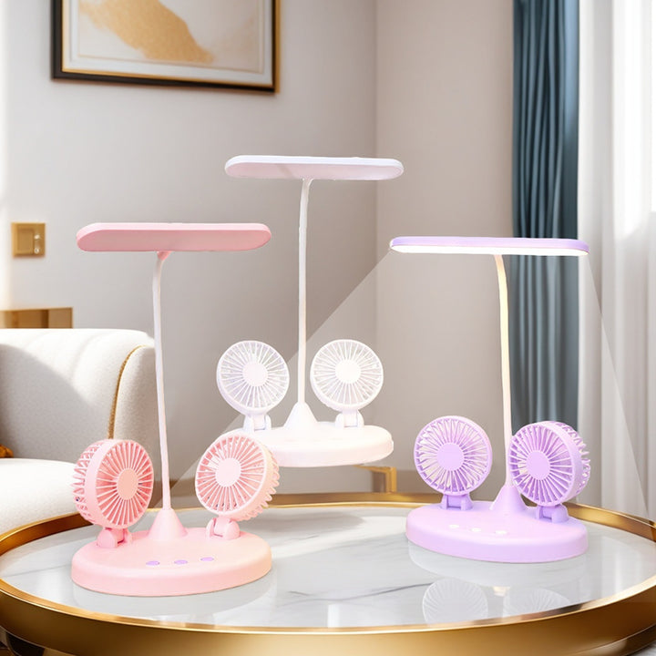 Women's Multifunctional Table Lamp with Integrated Fans Bowlift