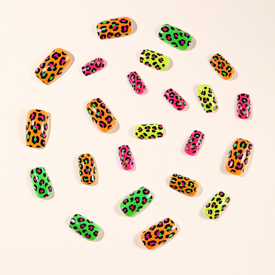 Neon Leopard Print Nail Art Extensions Bowlift
