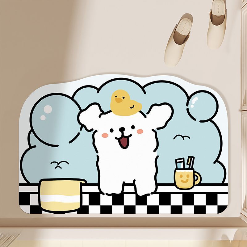 Playful Cartoon Theme Bath Mat Bowlift