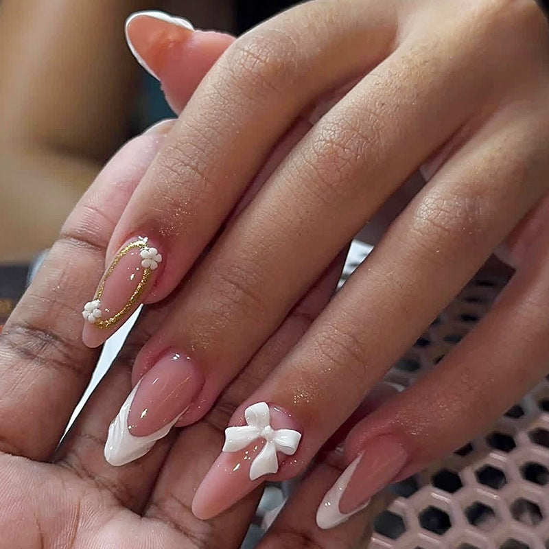 Elegant 3D Floral Press-On Nail Art Set Bowlift