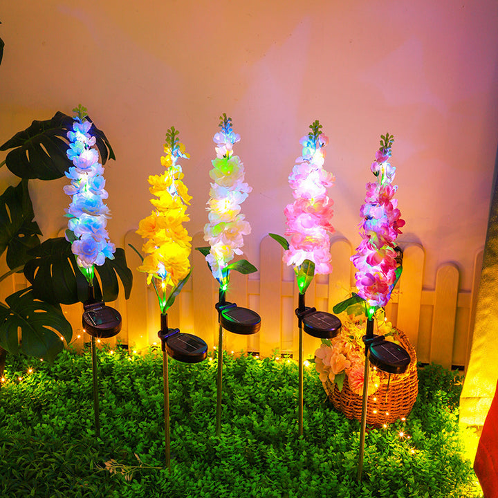 Decorative Tall Artificial Delphinium Garden Stake With Stainless Steel Spike And Adjustable Clip Bowlift