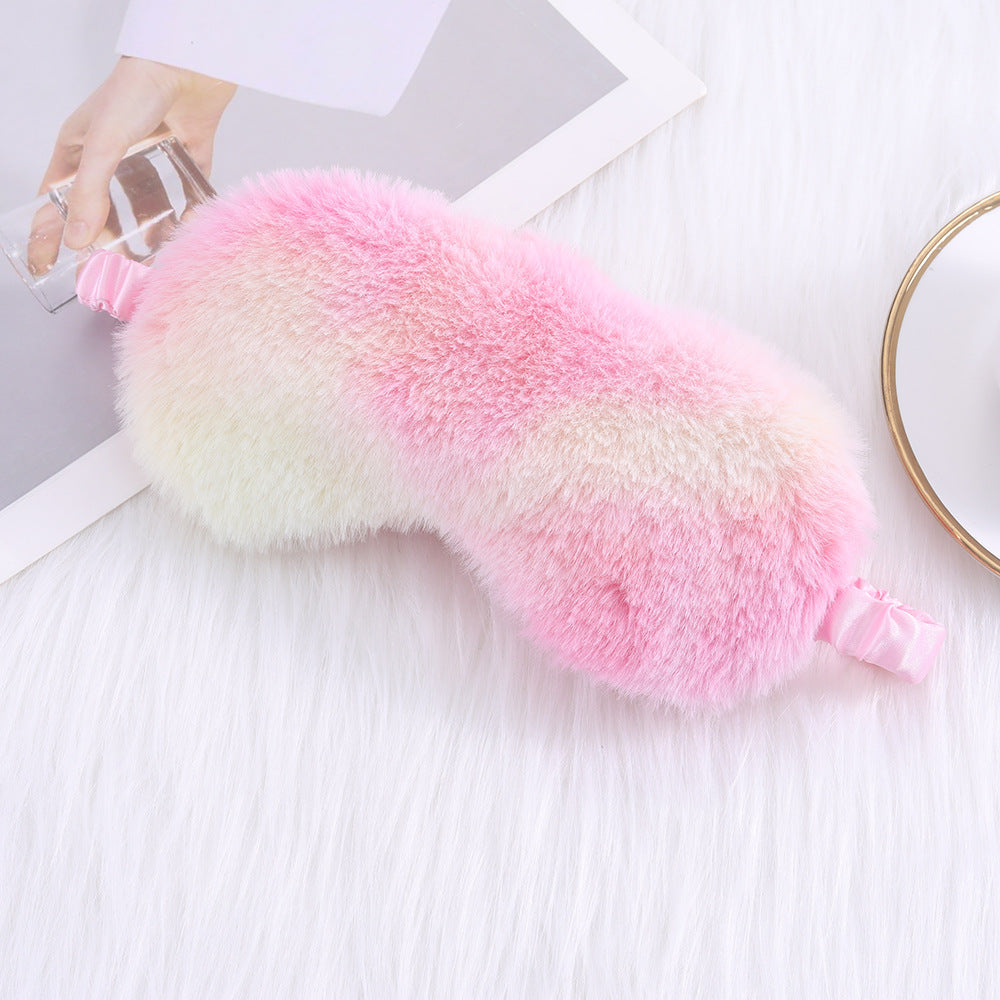 Women's cozy sleep mask made of plush with adjustable elastic band and lightproof inner lining Bowlift
