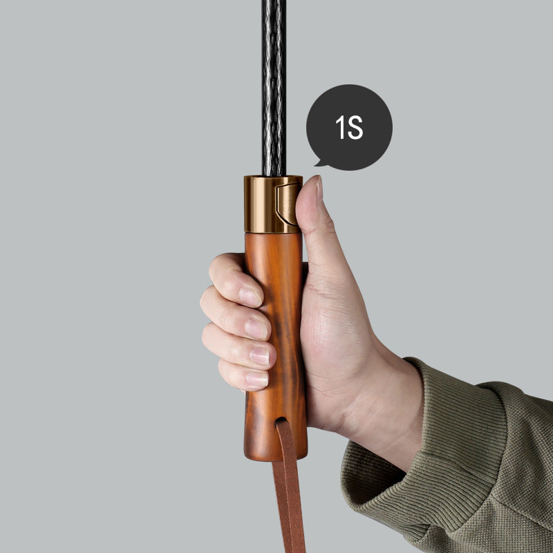 Men's elegant automatic umbrella with wooden handle Bowlift