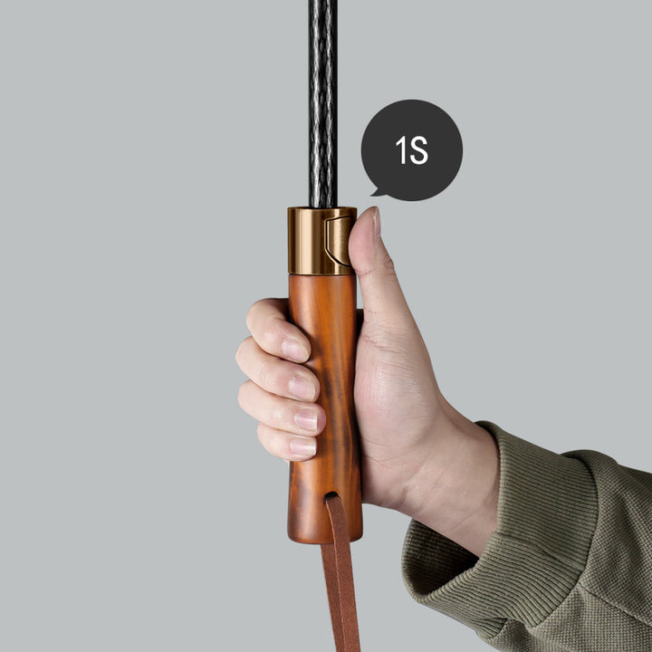 Men's elegant automatic umbrella with wooden handle Bowlift