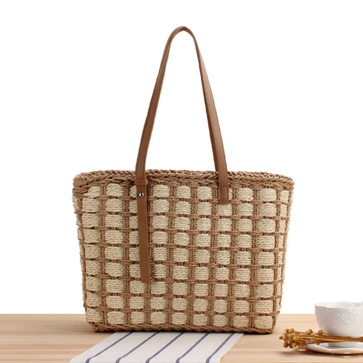 Hand-knotted tote bag made of natural material with elegant leather handles Bowlift