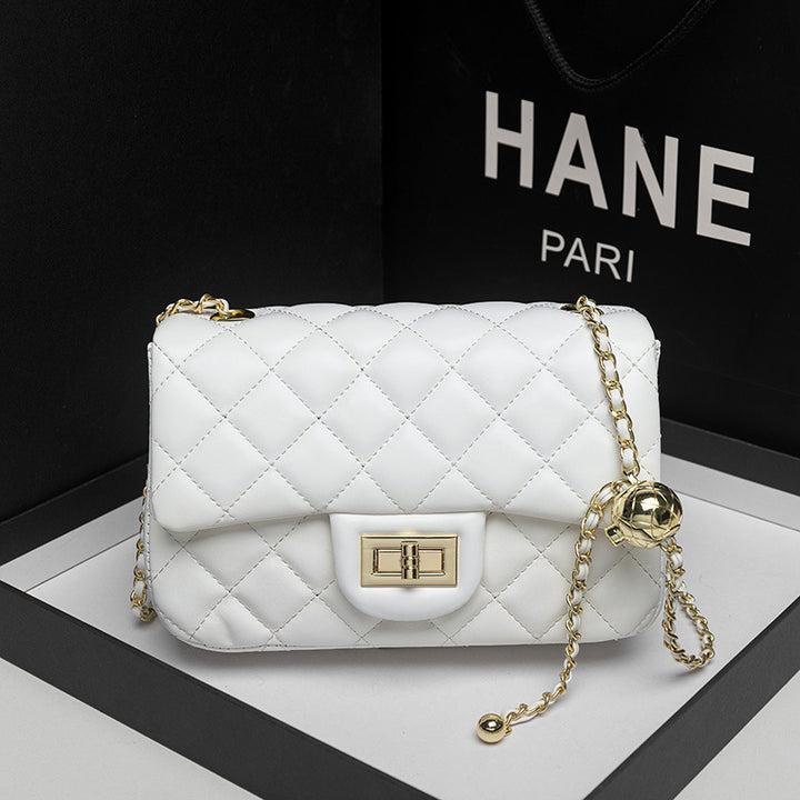 Quilted Chain-Accented Crossbody Handbag