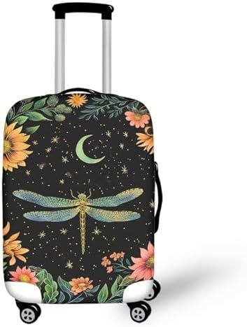 Unisex nano elastic suitcase cover with horse and sunflower motif, stretchable stretch protection for hard shell trolley with zipper Bowlift