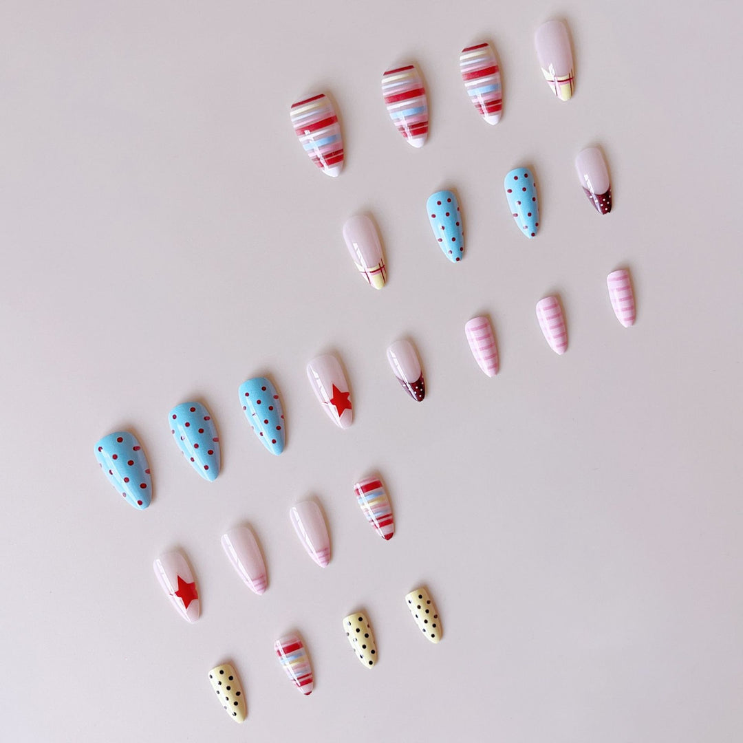 Acrylic nail set with creative and colorful designs Bowlift