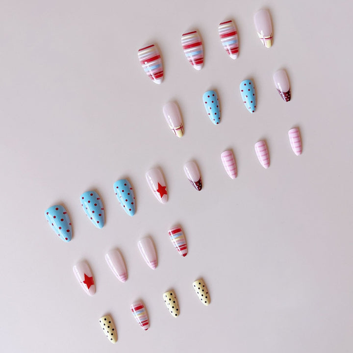 Acrylic nail set with creative and colorful designs Bowlift