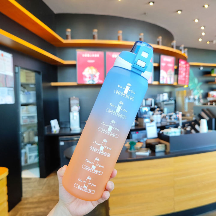 Women's Motivational Water Bottle with Unique Time Marking and Secure Closure Bowlift